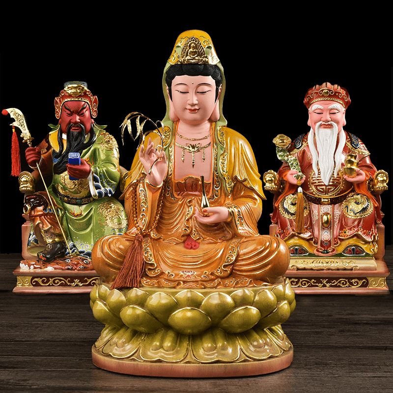 彩绘贴金（关公、观音、土地公）