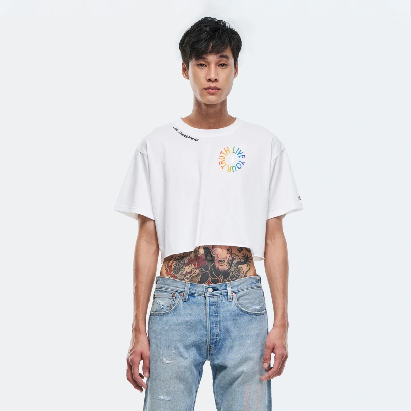 Levi's李维斯PRIDE彩虹系列春季圆领字母印花短款T恤  A2648-0002