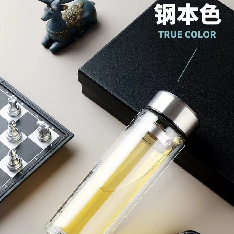 商务风大容量耐热带高档盖特大便携玻璃杯泡茶直杯带把茶杯水杯