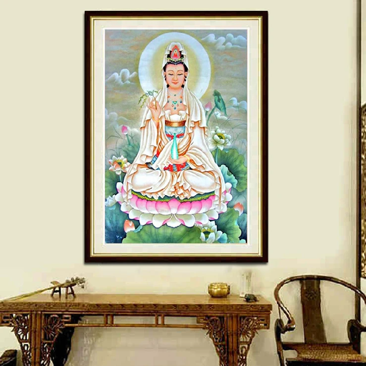 5d满钻新款钻石画观音菩萨客厅玄关粘点钻贴砖画十字绣现代简约