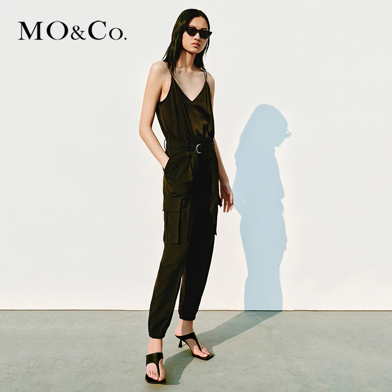 MOCO夏季三醋酸混纺吊带连体裤休闲裤休闲时尚女装街头MBA2JPS006