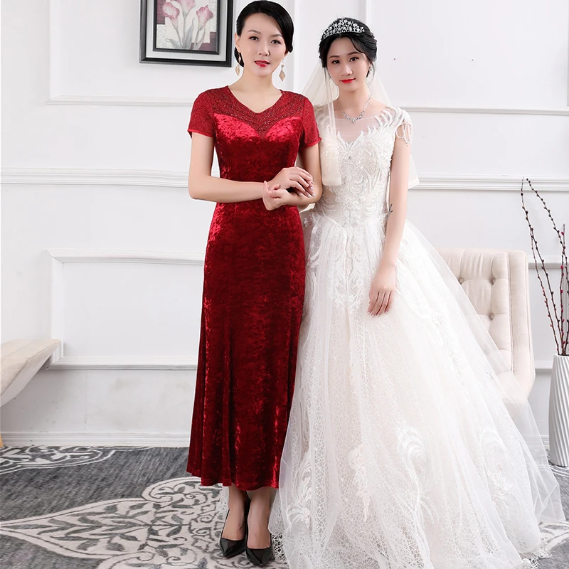 5859号9174妈妈旗袍女新中式连衣裙婚礼优雅气质喜婆婆妈妈旗袍服