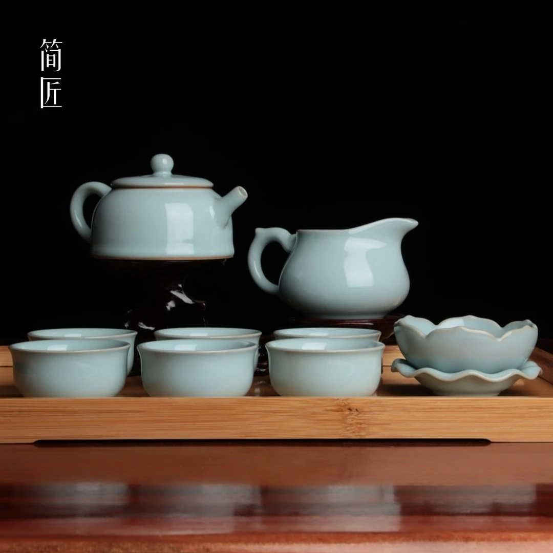 简匠汝窑当代臻选天青 高端茶具套装礼盒功夫茶具上午礼品套装