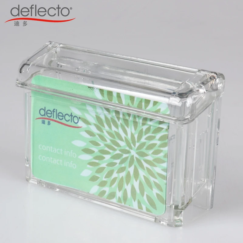 deflecto/迪多挂墙可抽取翻盖名片收纳盒塑料卡片陈列架防雨防尘