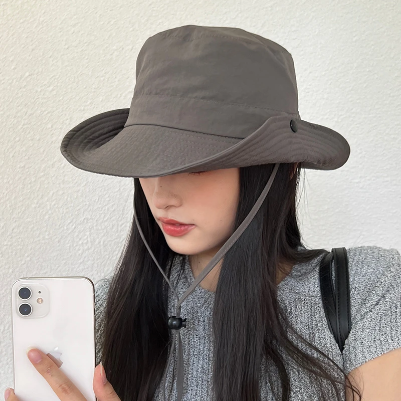 高阶泥石灰防水 登山帽子女出游休闲 平顶太阳帽防晒帽 露营i礼物