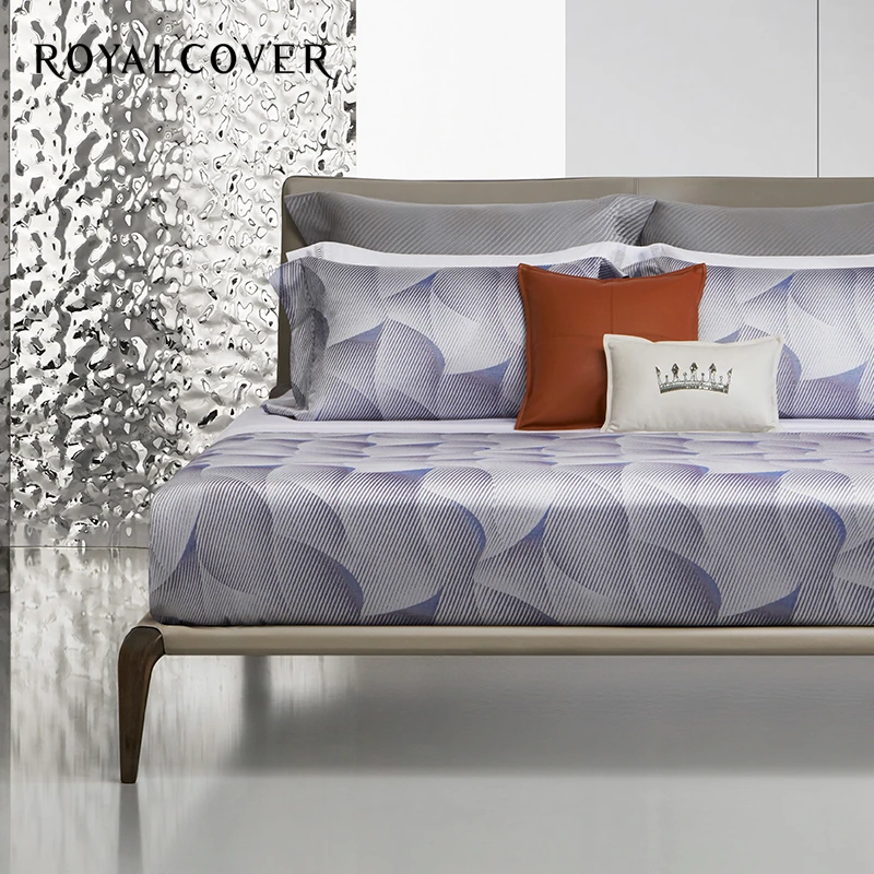 ROYALCOVER/罗卡芙家纺床品套件140S长绒棉色织大提花四件套 叠影