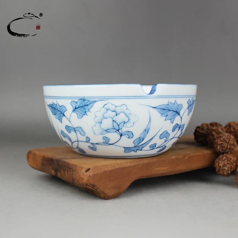 贵和祥景德镇手工陶瓷烟灰缸超值手绘青花复古烟缸家庭摆件装饰品