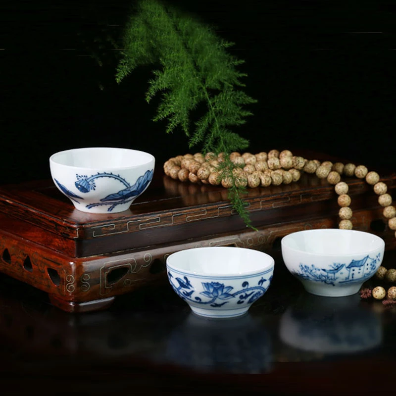 京德贵和祥超值功夫陶瓷品茗杯茶具 中式手工茶杯主人单杯青花杯