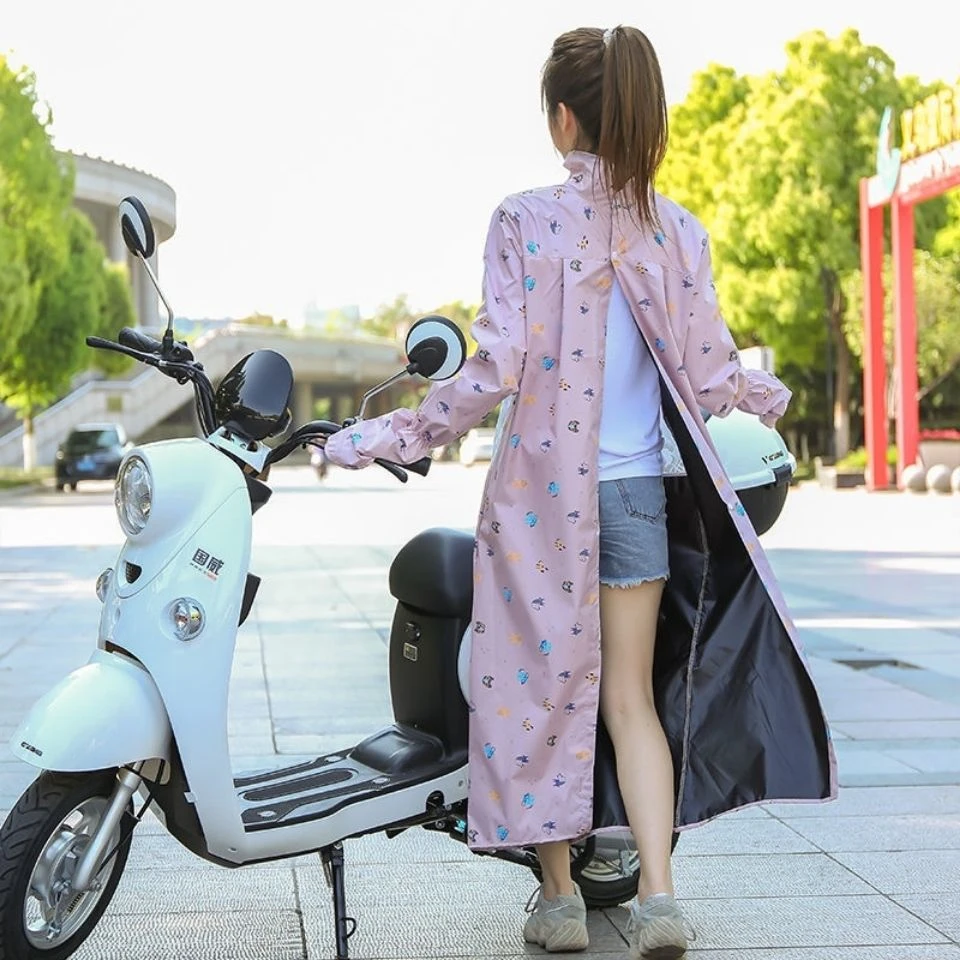 夏季长款黑胶薄防紫外线电动车防晒衣女摩托车电瓶车骑车全身遮阳