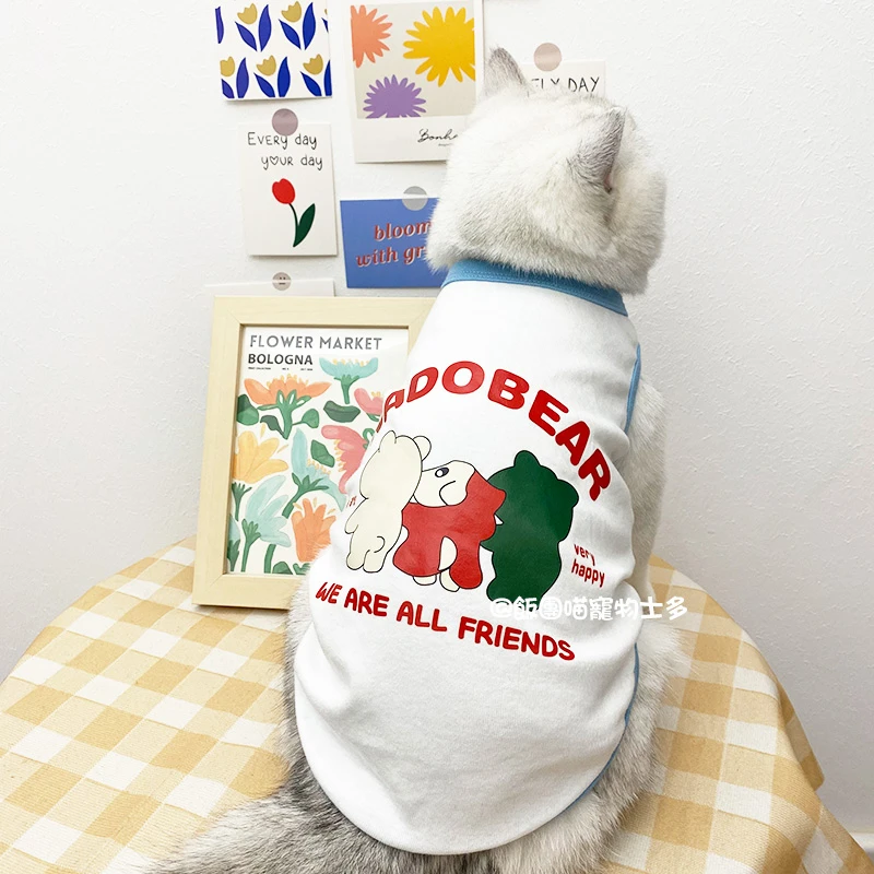 可爱薄款猫咪衣服夏季金银渐层蓝猫美英短布偶矮脚小猫防掉毛背心