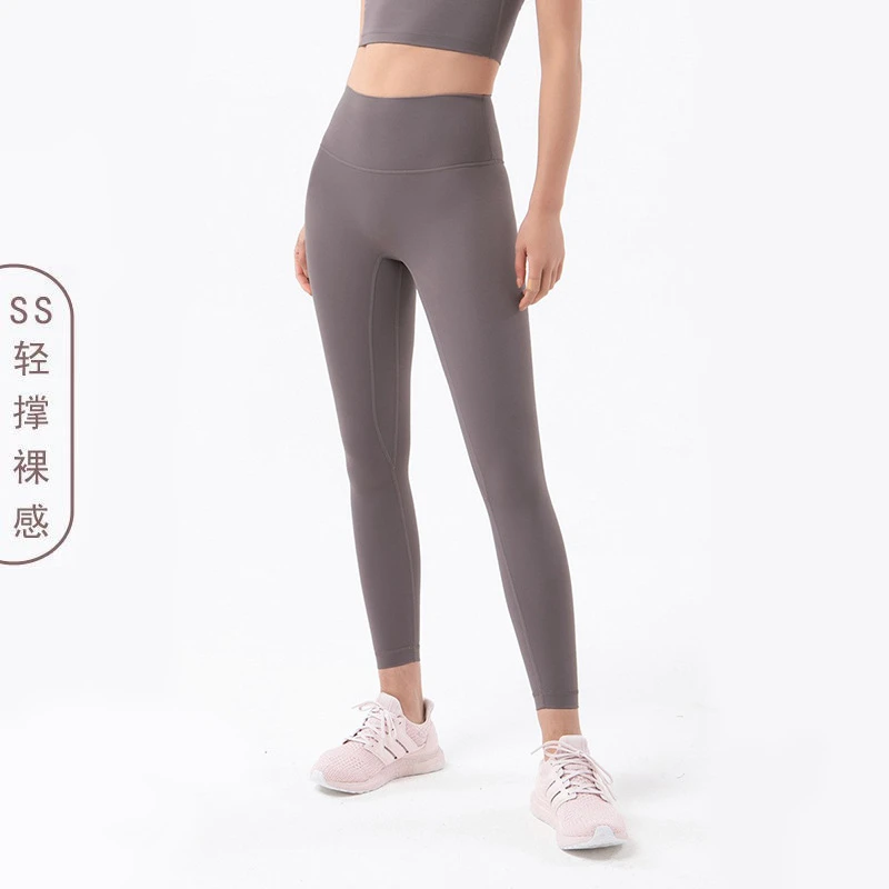 无尴尬双面磨毛lulu瑜伽裤女欧美高腰提臀蜜桃臀运动健身裤原形