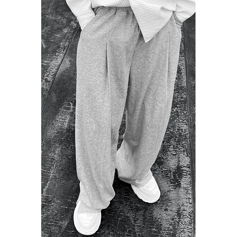 【FANGUP】新款潮流潮牌黑白阔腿宽松裤脚开叉休闲卫裤长裤