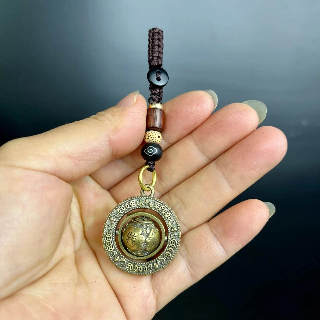 复古黄铜时来运转钥匙扣挂件