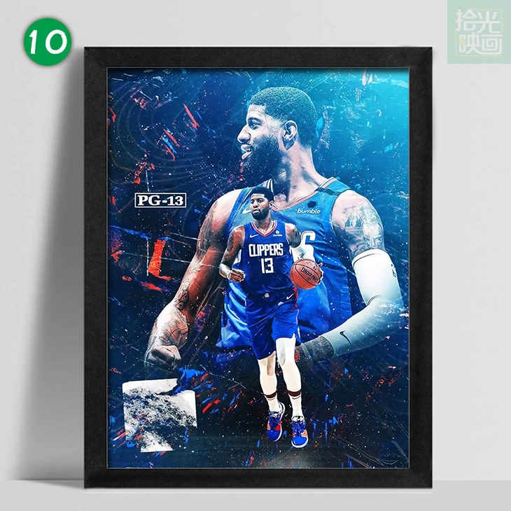 保罗乔治快船挂画相框泡椒雷霆步行者装饰画海报摆件篮球礼物