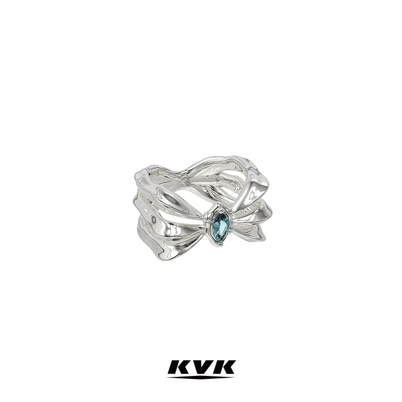 KVK 铜合金戒指  MERMAID TAIL鱼尾系列宝石镶嵌戒指轻奢时尚小众