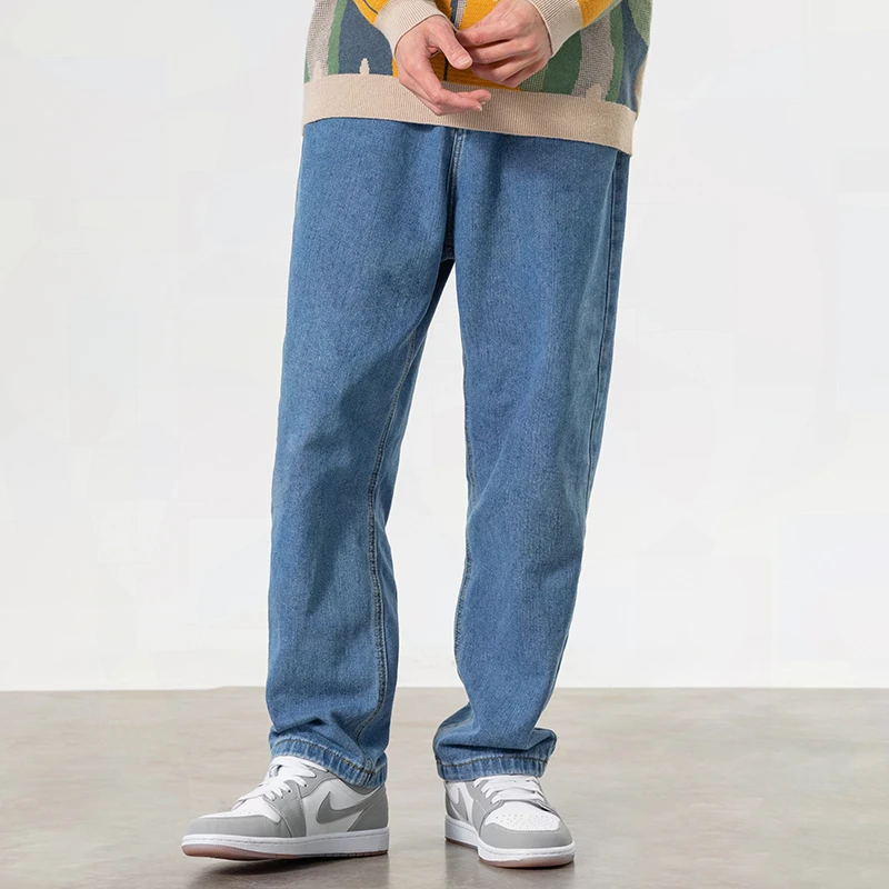 美式牛仔裤男直筒宽松春秋款潮牌休闲高端百搭男士阔腿长裤春季