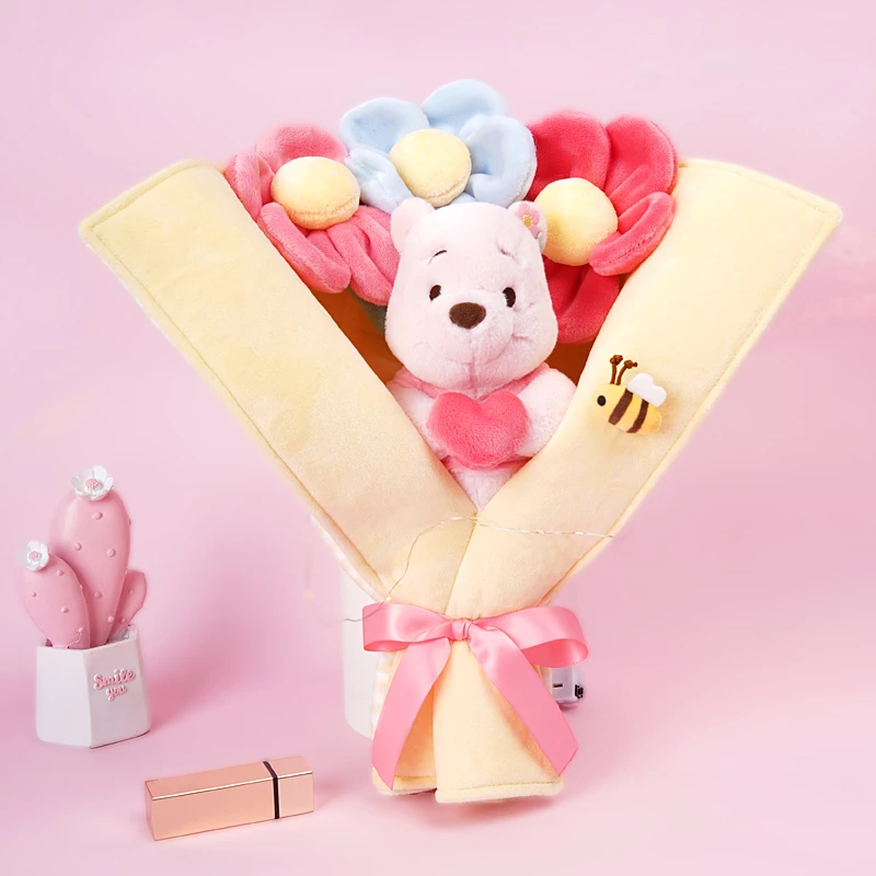 迪士尼维尼熊维你动心花束毛绒玩偶公仔生日礼物礼盒摆件送女生