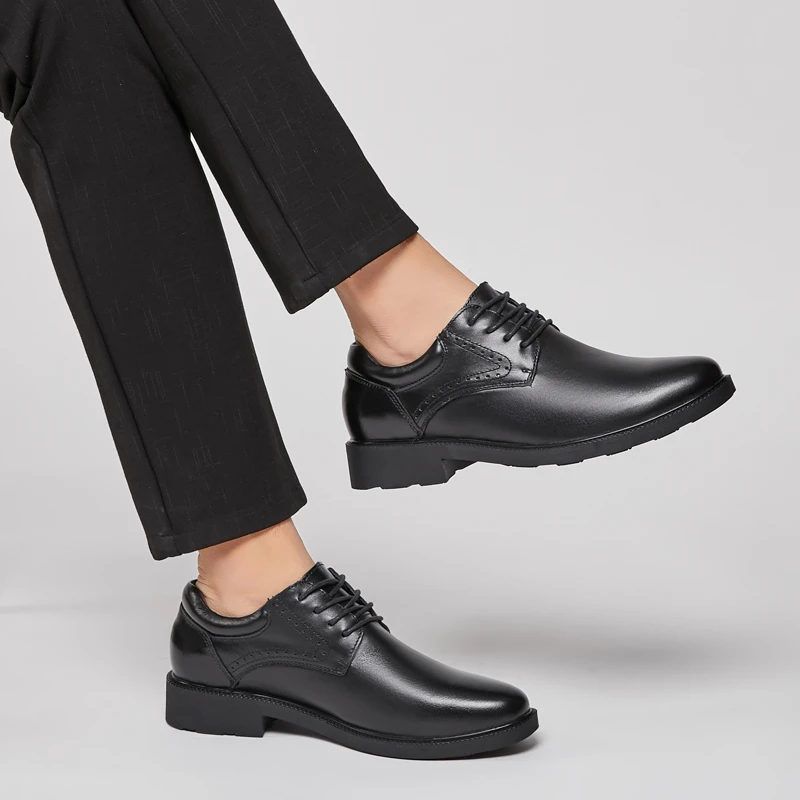 皮鞋男韩版百搭真皮纯皮商务休闲男鞋透气防滑内增高男鞋耐磨夏季