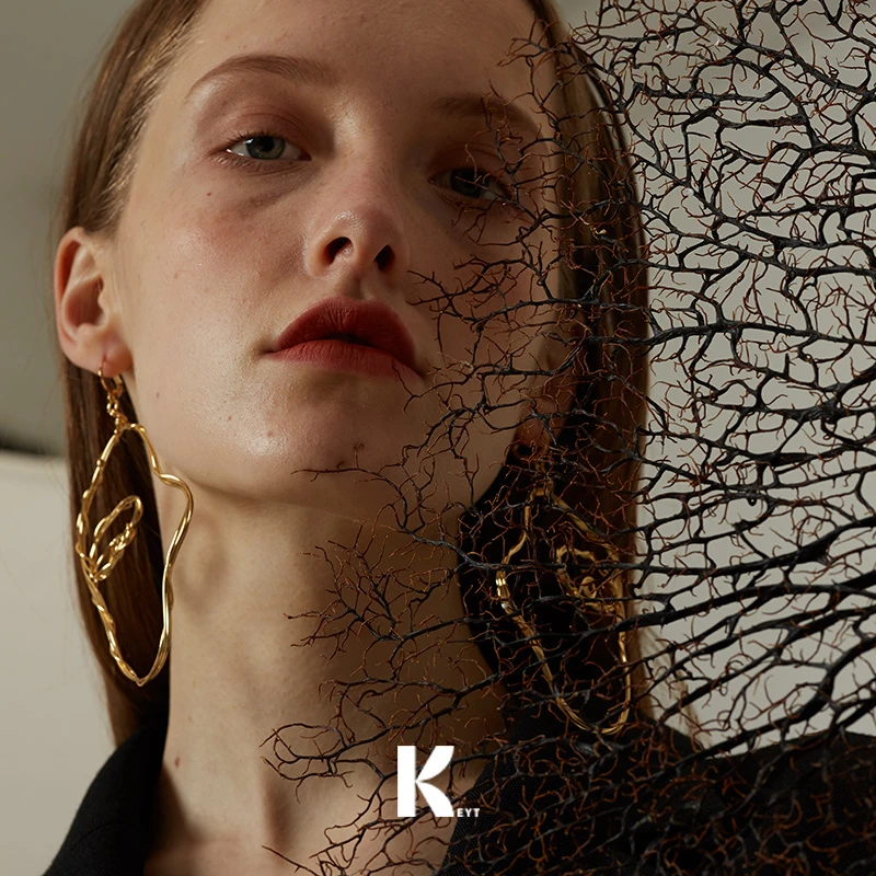 KEYT 铜合金耳饰 KEYT轮廓复古耳环不规则几何金属耳钉个性潮