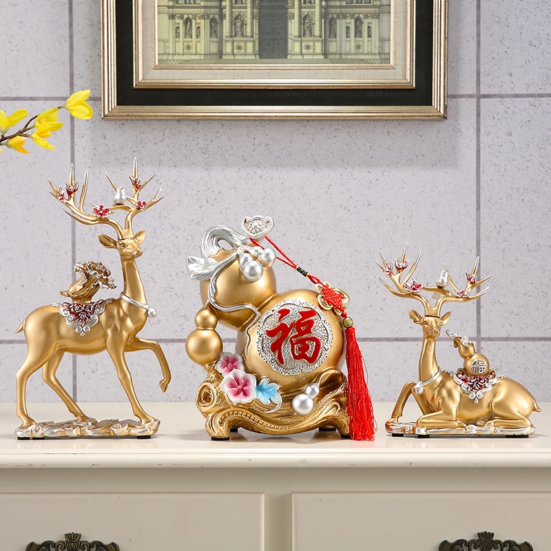 鹿摆件福字客厅电视柜玄关家居酒柜装饰品乔迁新居礼品结婚礼物