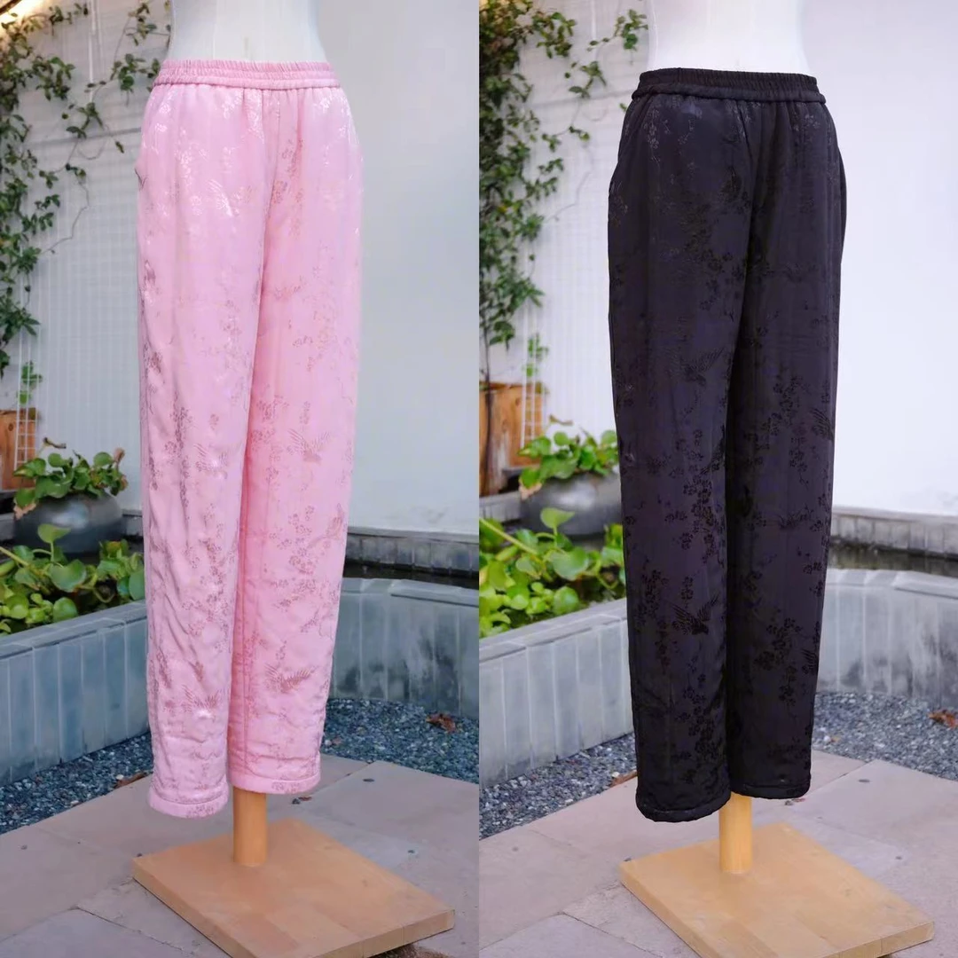 3394《藕荷》桑蚕丝 棉裤内里加绒 休闲 百搭