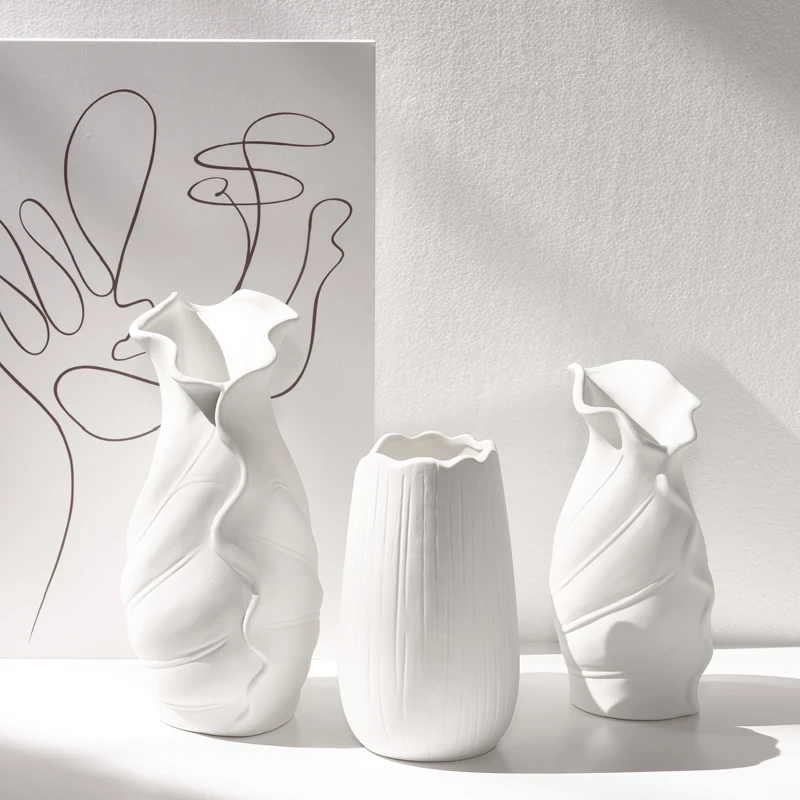 创意大号荷叶陶瓷花瓶简约家居客厅电视柜插花摆件水培鲜花装饰品