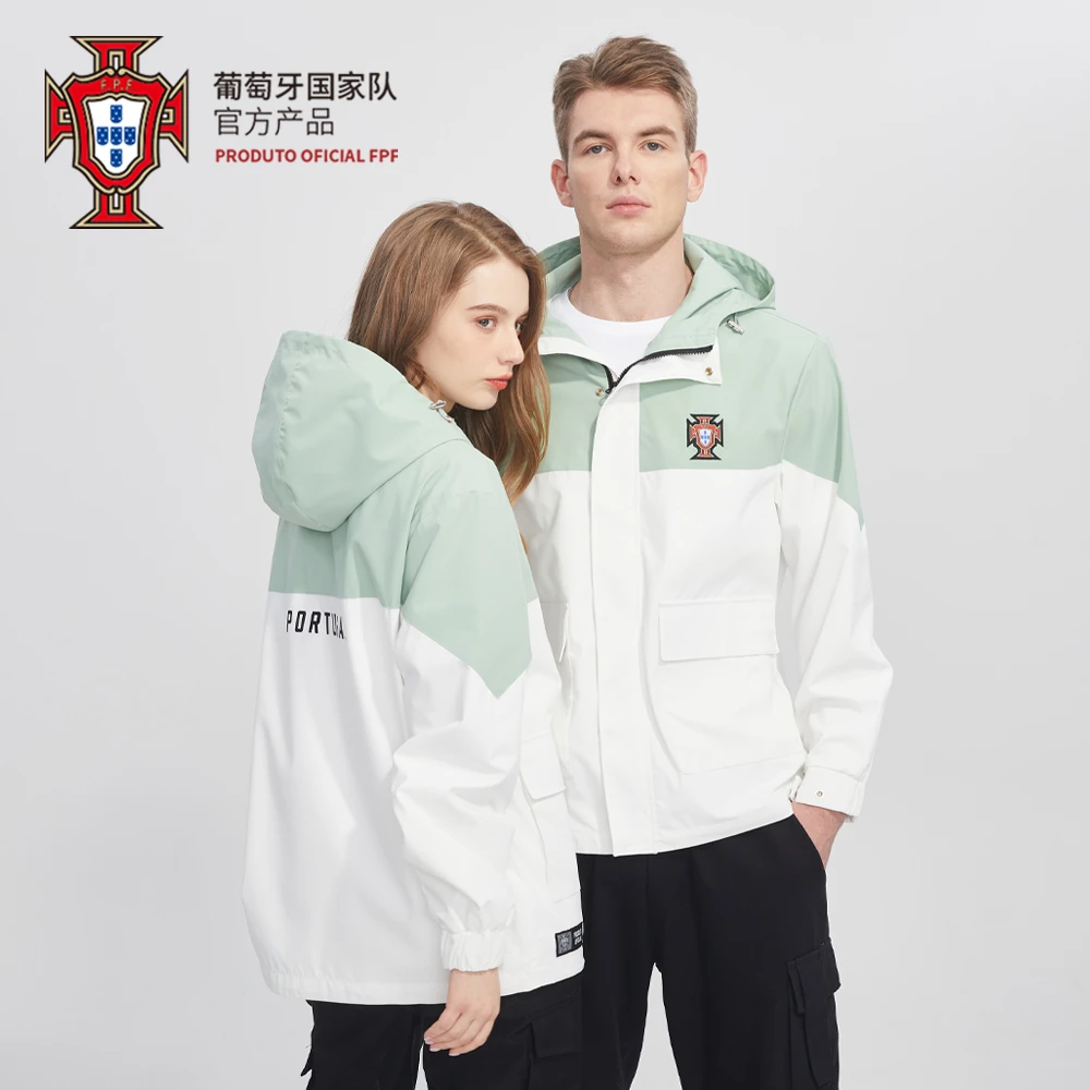 葡萄牙国家队官方商品丨清新时尚外套白色薄荷绿新款拼接长袖C罗