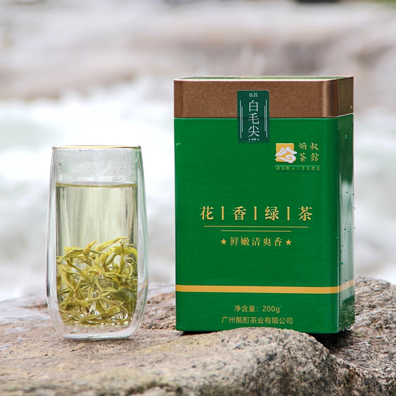 炳叔茶馆头采春茶乐昌白毛尖高山云雾绿茶叶200g罐装