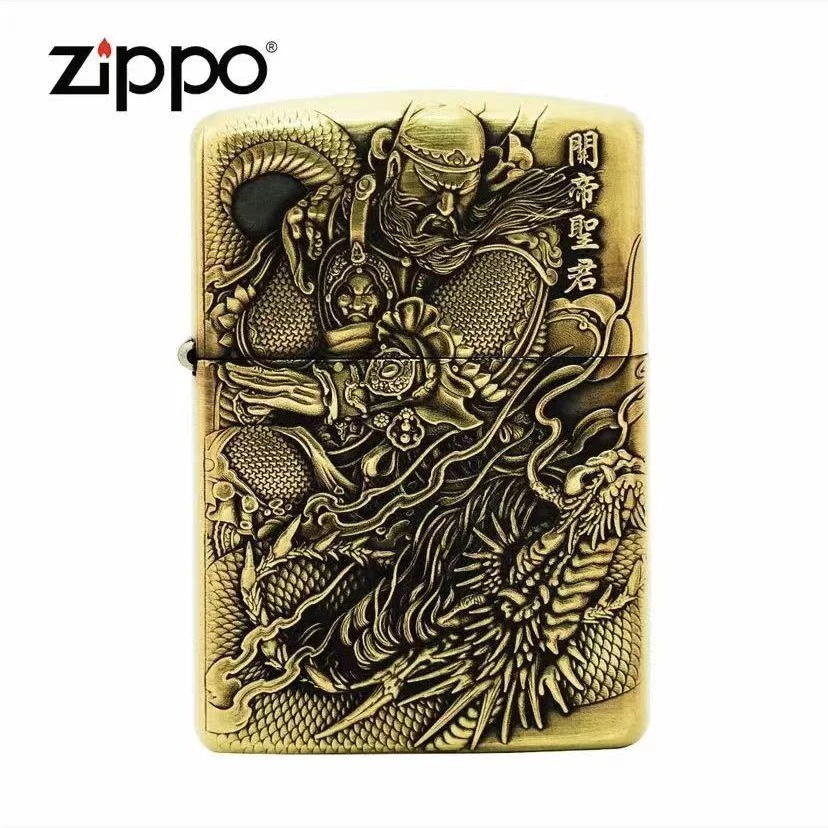 ZIPPO/之宝【关二爷VS赵公明】立体浮雕 黄铜盔甲防风火机DYX1H1F1