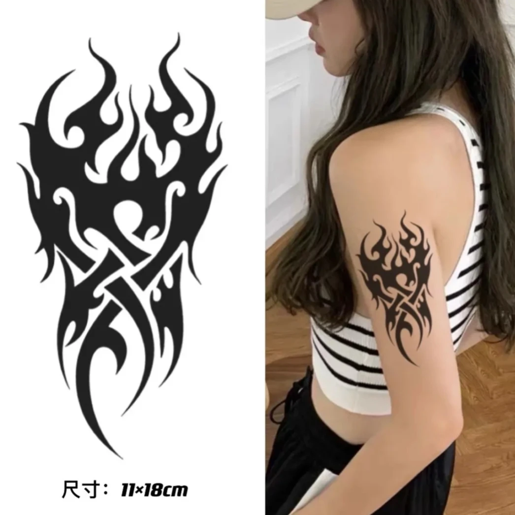 柒画（GZ-004）火焰图腾 草本纹身贴防水身体贴画 尺寸11x18cm