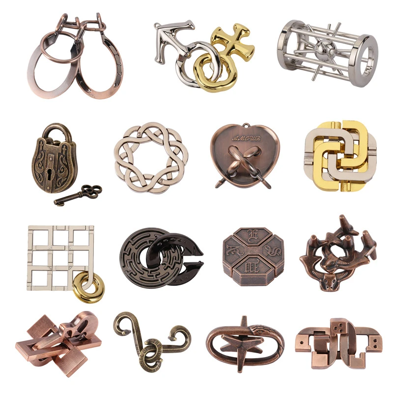 单品马蹄锁金属锁孔明锁鲁班锁智力锁解压解闷儿童老人益智玩具