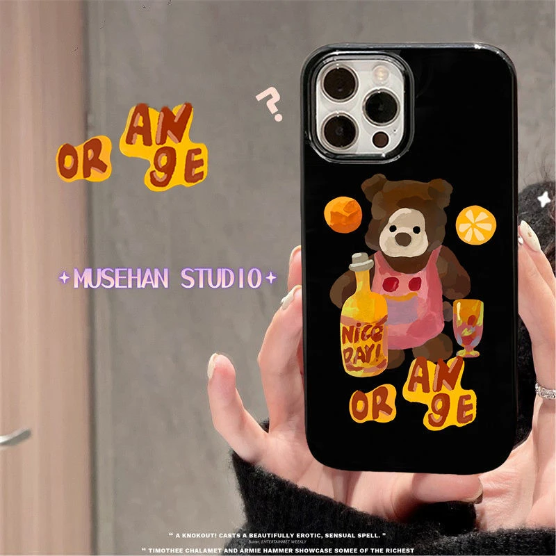 ins甜酷小熊适用iPhone13promax可爱手机壳11苹果15全包卡通趣味X