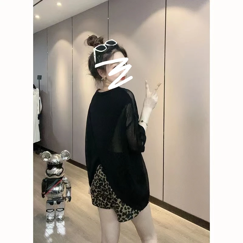 2023夏季新款抽绳不规则开叉显瘦宽松防晒上衣