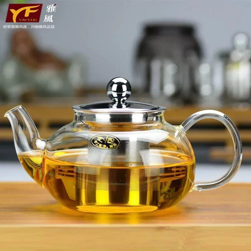 雅风耐高温加厚玻璃茶壶过滤大号茶具耐热透明家用可加热泡花茶