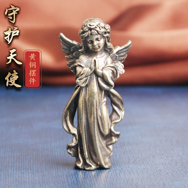 守护小天使实心黄铜摆件