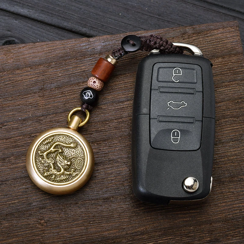 （老师推荐）2022黄铜十二生肖转钱钥匙扣挂件创意手把件属相挂饰