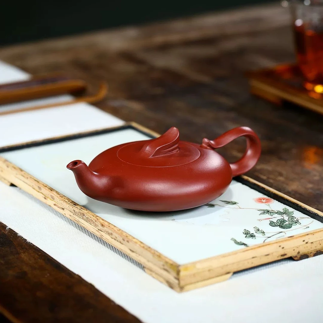 紫砂壶 一帆风顺宜兴紫砂壶 原矿大红袍家用手工茶壶茶具 新店福