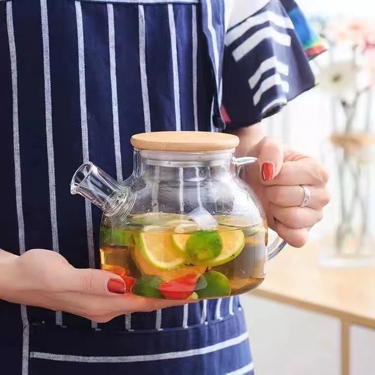 高硼硅玻璃壶泡茶壶家用大容量耐热日式花果茶壶1000ml水具冷水壶