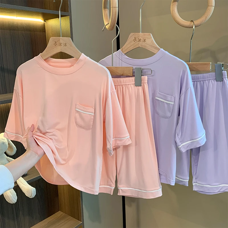 【现货卖完不补】童睡衣夏季空调服短袖薄款休闲简约家居服套装