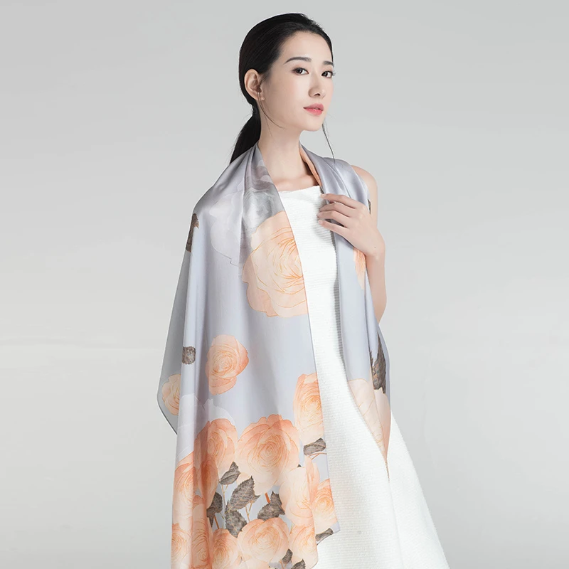 上海故事真丝旗袍丝巾女桑蚕丝丝绸围巾送礼妈妈礼物长巾披肩外搭