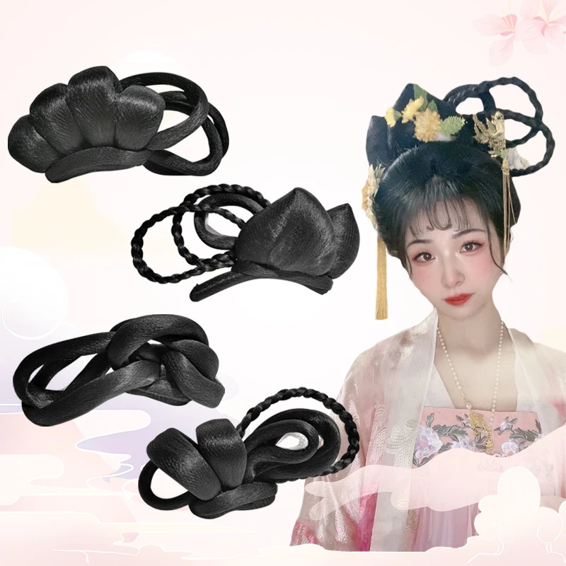 古装汉服假发唐制凤冠髻全发丝可变形古风日常新手诃子裙懒人发环