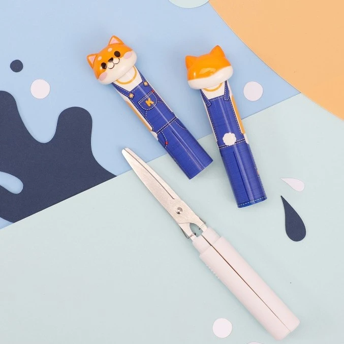 【出门随身带】便携旅行小剪刀 柴犬橘猫创意迷你带锁便携剪12CM