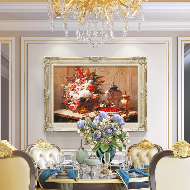 璇美欧式古典花卉油画玄关装饰画客厅过道餐厅别墅挂画简欧壁画