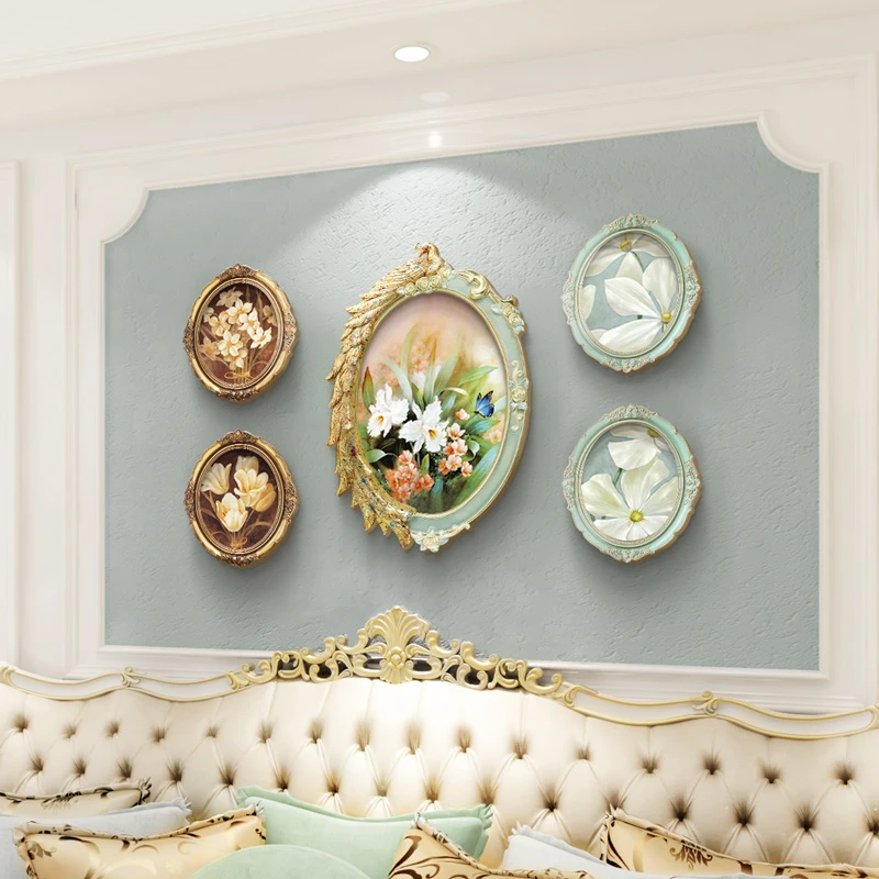 欧式装饰画静物花卉油画简欧客厅沙发背景挂画餐厅玄关壁画孔雀画