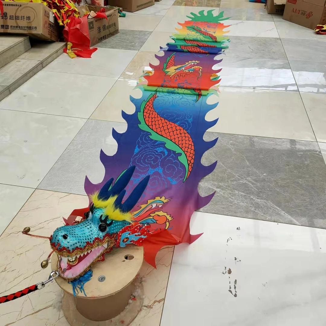 彩绸健身龙广场彩带七彩盘柱中老年锻炼道具彩绸龙