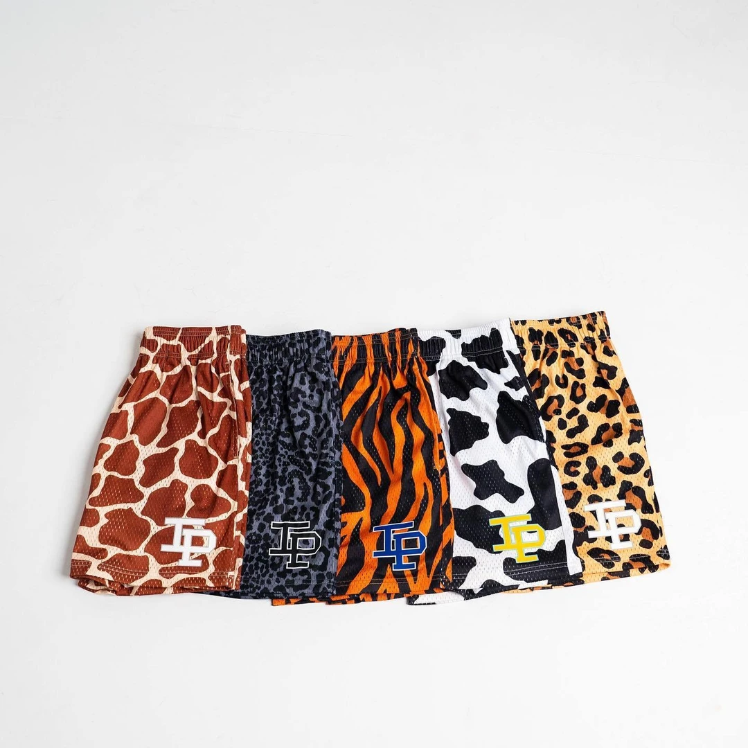 美式潮牌豹纹篮球短裤健身运动休闲沙滩裤四分不过膝健身速干短裤