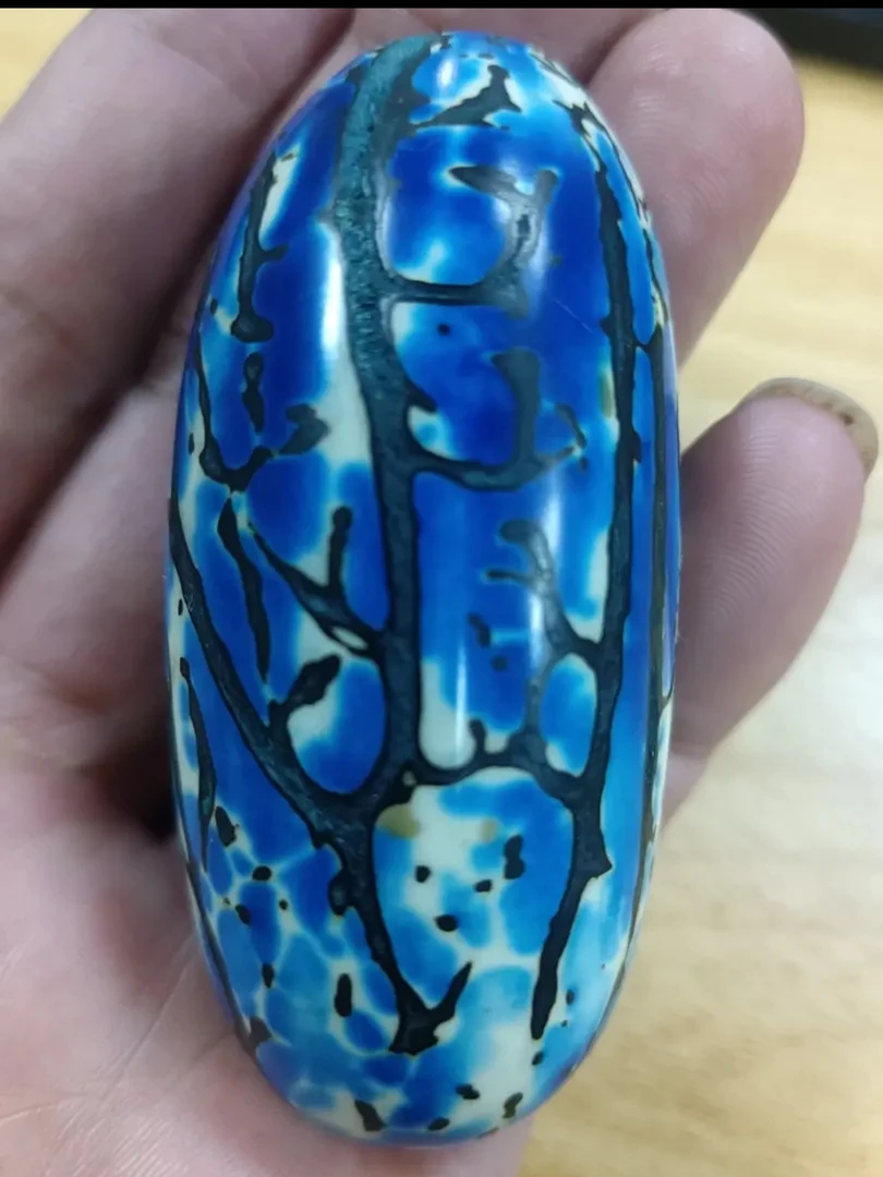 天然果实千眼菩提青花瓷（美好吉祥）（手把件 毛衣链 车挂 ）