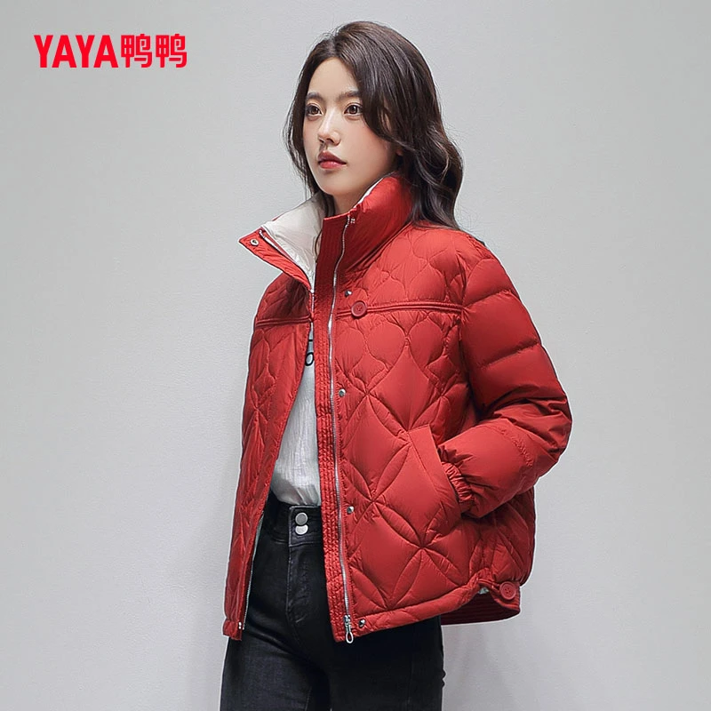 YAYA/鸭鸭新款秋冬女款羽绒服立领短款轻薄时尚休闲韩版宽松气质