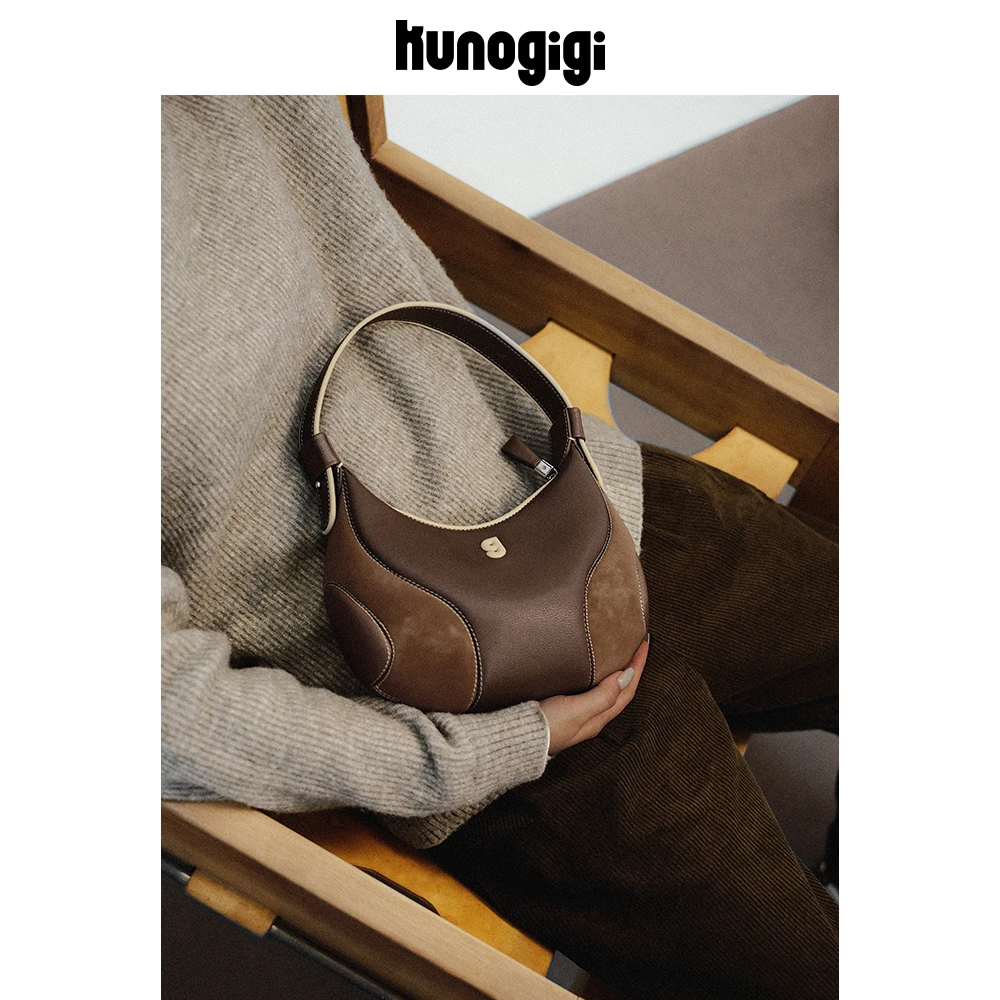 KUNOGIGI/古良吉吉棒球腋下鸳鸯棕色美拉德手提斜跨单肩包包小众