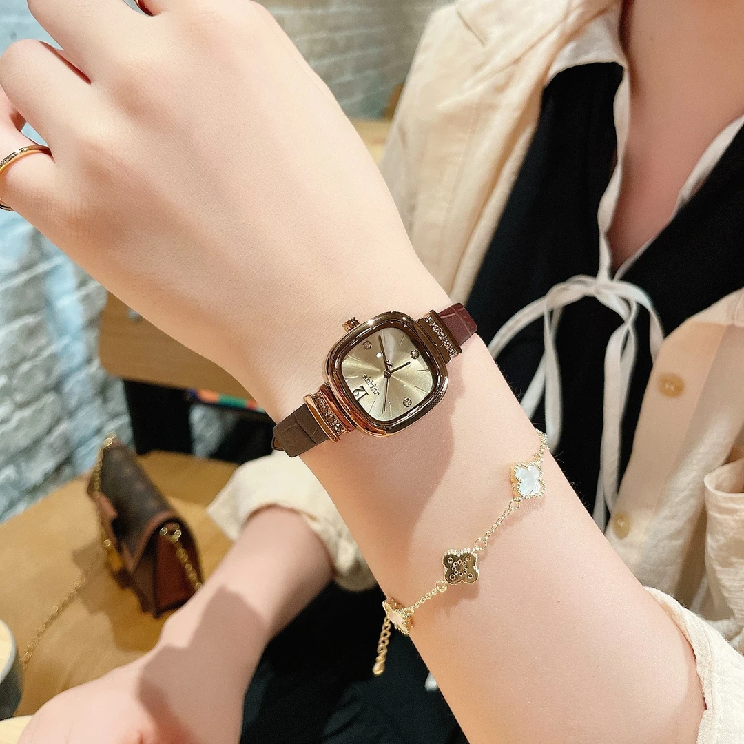 【萝伦】JULIUS.韩版精致百搭小方糖皮带女表个性时尚手表小香风863